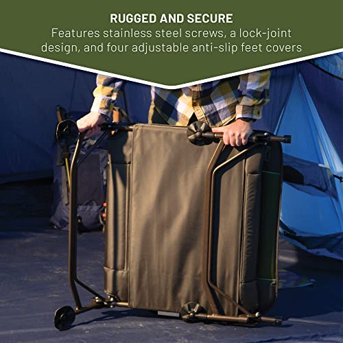 Timber Ridge Folding Camping Cot, Heavy Duty Sleeping Cot With Comfortable Pad Bed Sleeping Cot, Portable Travel Camp Cots For Home, Office Nap, Outdoor, Supports 300 Lbs, Green #TOP30