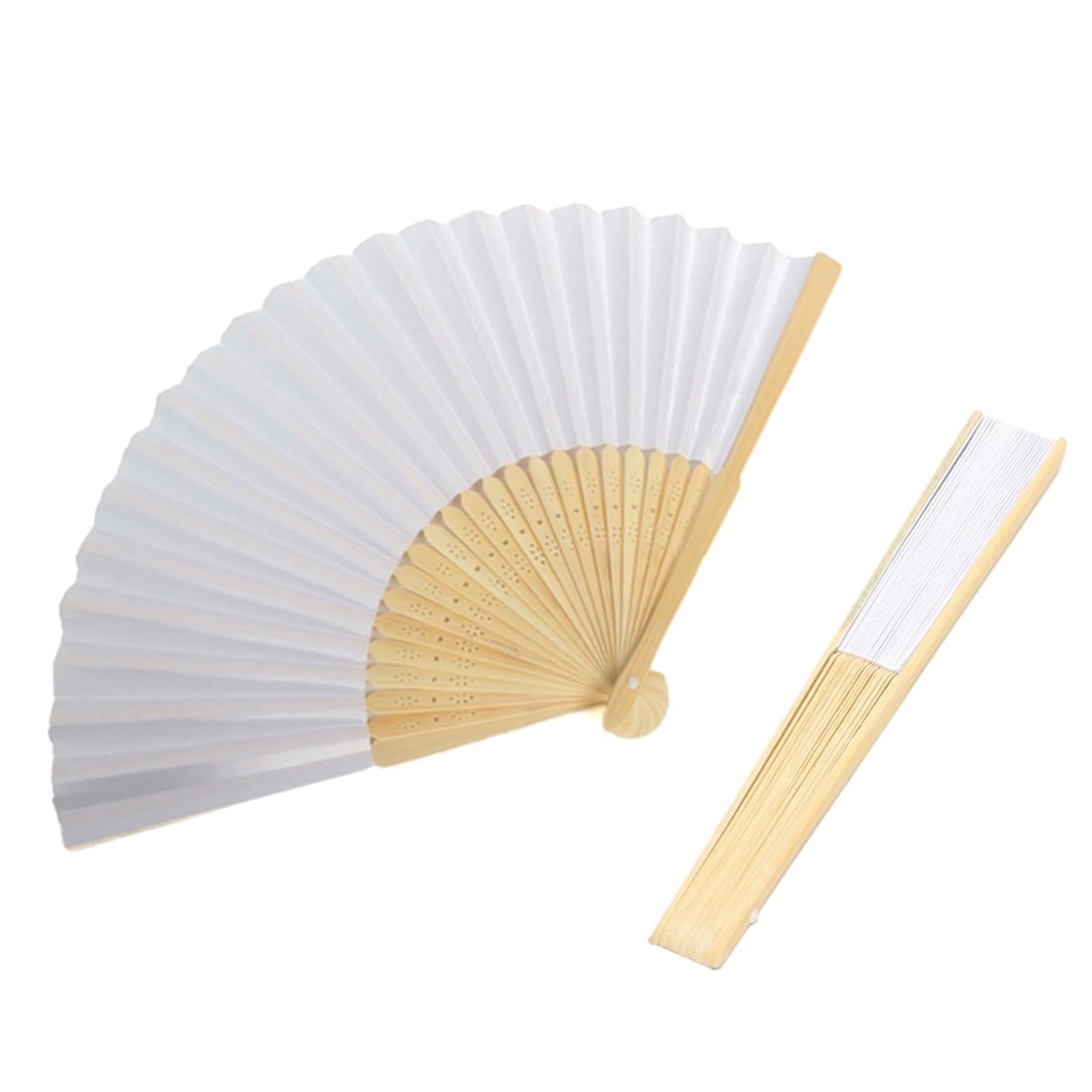 Abanico Plegable para Mujer, For caligrafía Pintura práctica Boda 1-50 Piezas(White-1pc)
