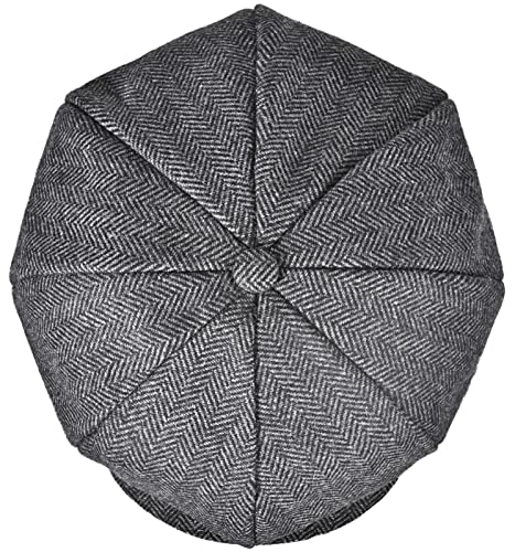 Mens Newsboy Cap High Woolen Tweed Gatsby Hat Ivy Cabbie Flat Golf Cap for Fathers Women Unisex