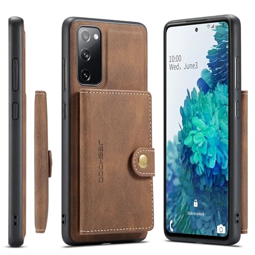 Étui Samsung Galaxy S20 FE portefeuille détachable 2 en 1 magnétique marron