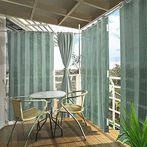 HIPPO - PE 95% Outdoor Sun Blocking Balcony Curtains Eyelet UV Protection, Sun Shading Light Filtering, Temperature Reducing 8 ft Door Curtain, Set of 2 pcs (Moon-Stone || 4.5FTX8FT)