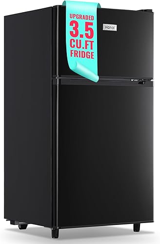 WANAI Refrigerador pequeño con congelador de 3.5 pies cúbicos, mini refrigerador con congelador en la parte superior, doble puerta, pequeño