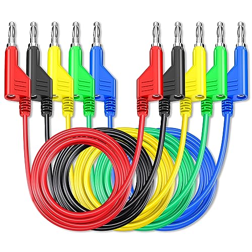 Goupchn 5PCS Stackable Banana to Banana Plug Test Leads Soft Electrical Test Cable Wire 6.56ft/2m for Multimeter 1000V 15A