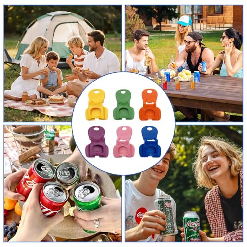 Multi-Color Soda Can Opener & Drink Tab Opener – Plastic Easy Open Can Tool with Reusable Can Lid Cover, Portable Party & Picnic Can Accessory, Beer and Soda Ring Pull Can Opener Aid (6) - Image 6