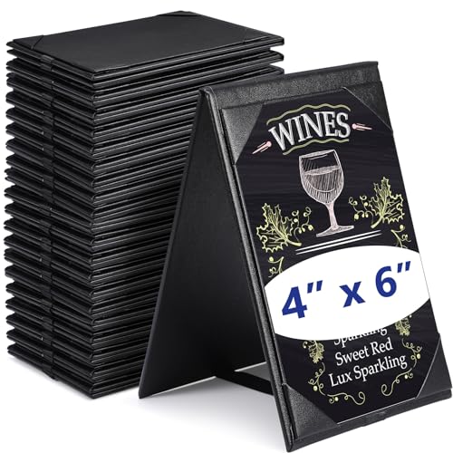 Gerrii 30 Pack Leather Table Tents Double Sided Menu Holders, 4 x 6 Inch
