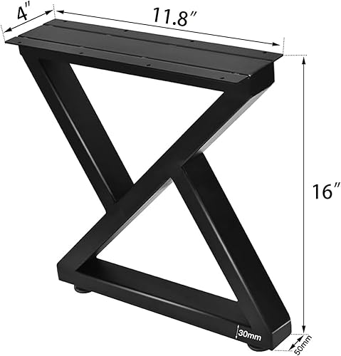 Miniatura 5 de Taelakeni Juego de 2 patas de mesa de centro de metal de 16 pulgadas, color negro