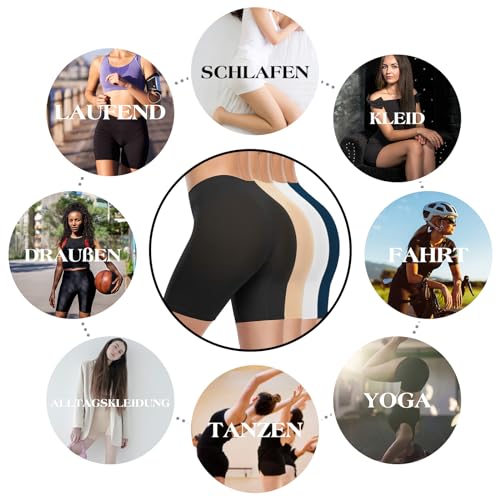 Image of ZENUTA Women 4 Pack Slip Short Under Dresses Underwear, Anti Chafing Seamless Cotton Shorts for Women Boy Shorts