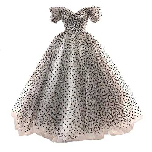 Amazon.com: Dydsz Vintage Polka Dots Tulle Prom Dress for Women Elegant  Evening Dresses Off Shoulder Formal Party Gown Tea Length Beige 2 :  Clothing, Shoes & Jewelry
