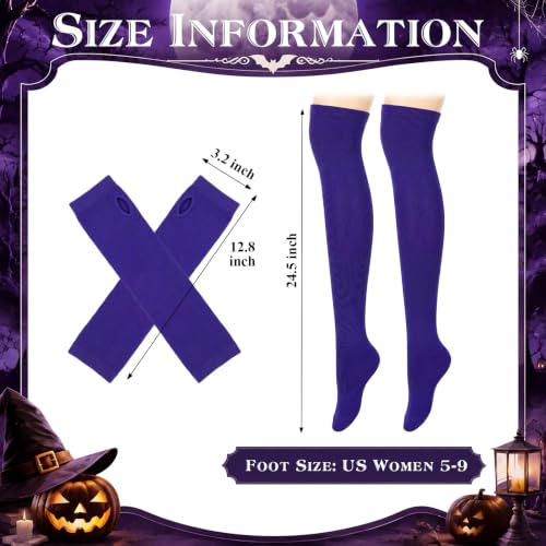 Image of Geyoga Arm Warmers Leg Warmers Striped Thigh High Socks Fingerless Gloves Stockings Christmas Halloween