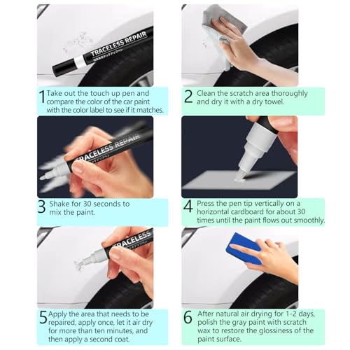 Miniatura 6 de Topabyte Pintura De Retoque Para Tesla Model Y Juniper Model 3 Highland Model X Model S Pluma De Retoque Del Coche Gris, Lápiz Reparador Arañazos Coche, Stealth Grey - Pn01