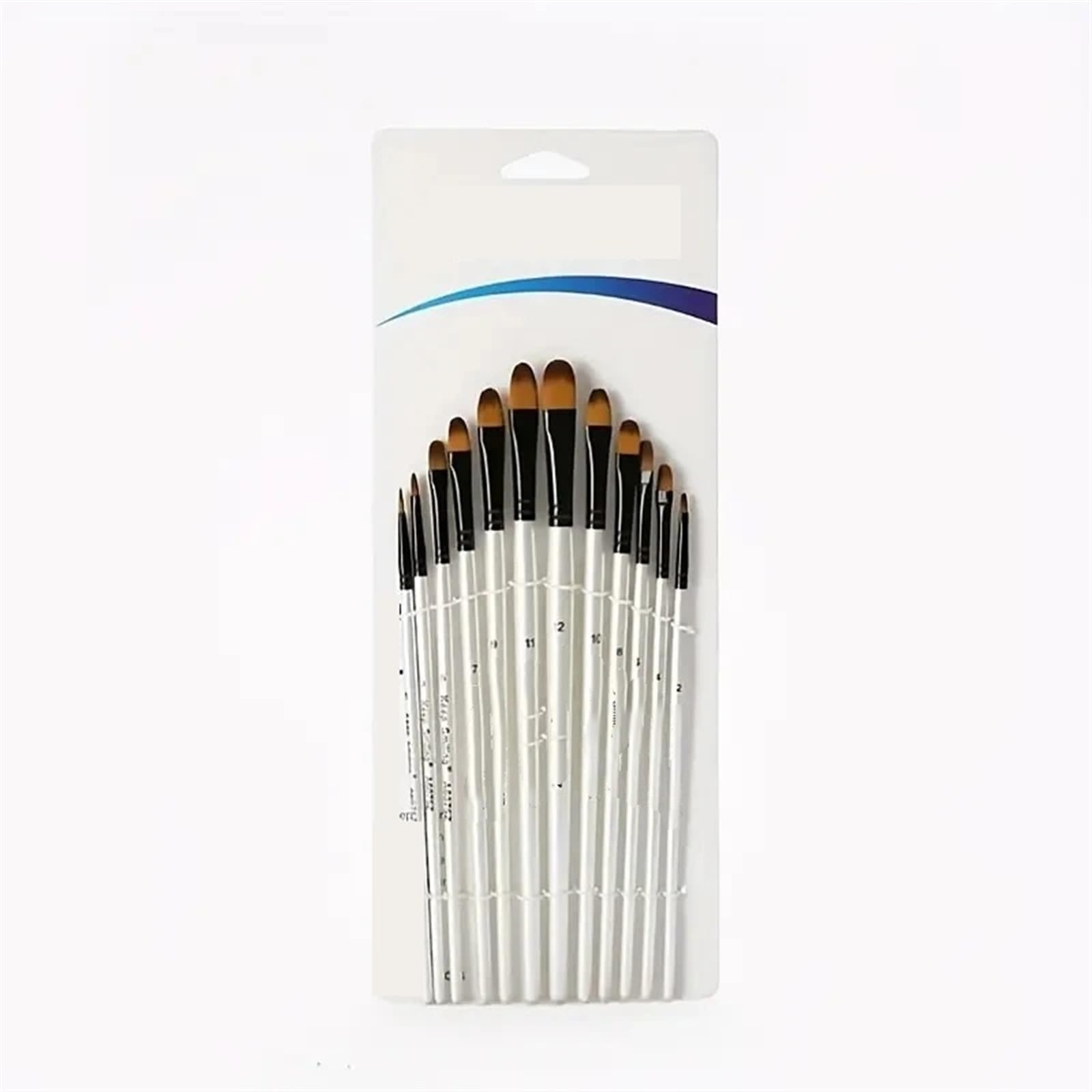 Malpinsel, 12-teiliges Aquarellstift-Set mit Nylonhaar, Holzgriff, zum Lernen, DIY, Öl-, Acrylmalerei, Kunstpinsel, Malpinsel, eine Farbe, 1 Farbstil 3