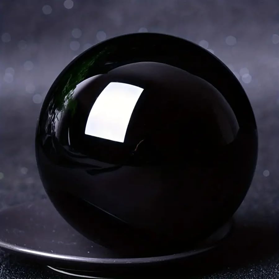 Bola de cristal de obsidiana negra de 60mm con soporte de cuarzo