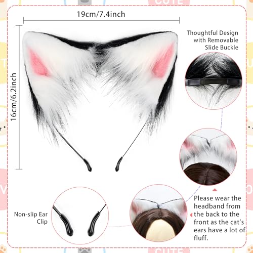 Orgoue Cat Costume Accessories, Fox Wolf Costume Accessories Black Cat Tail Ears Headband for Adult Women for Halloween - Image 2