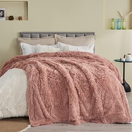 GONAAP Fuzzy Faux Fur Throw Blanket Pink Super Soft Cozy Plush Fuzzy Shaggy Blanket for Couch Sofa Bed (Pink, Throw(50"x60"))