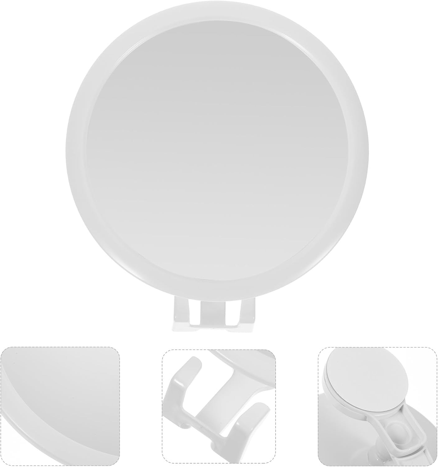 FRCOLOR Fogless Round Shower Mirror with Hook Small White Bathroom Vanity Mirror for Shaving and Towel Storage Wall-Mounted for Men