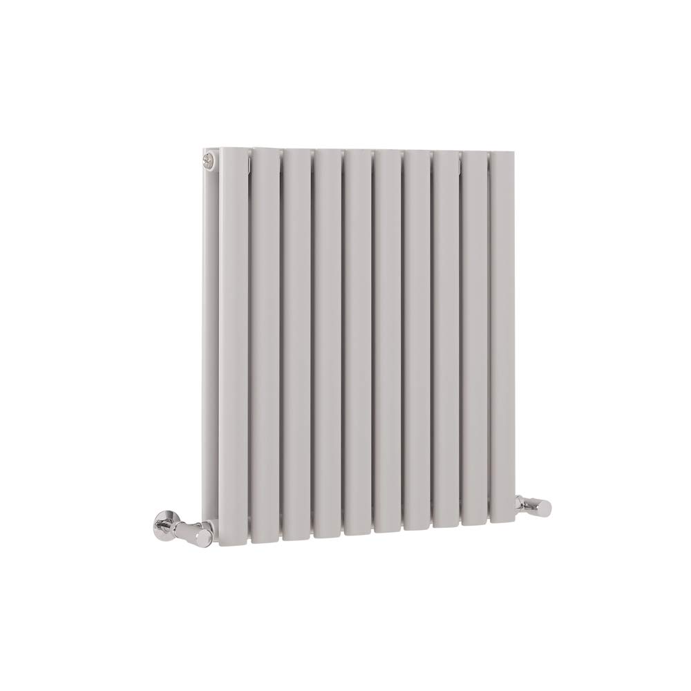 Milano Light Grey Aruba - Horizontal Double Oval Panel Radiator - 635Mm X 595Mm
