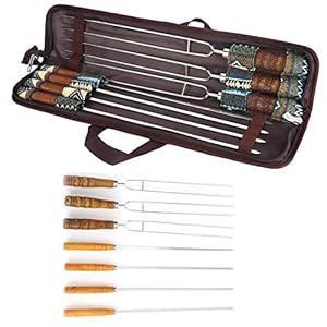 Set barbecuevorken, braadstaaf U-vormig voor barbecuegarnalen