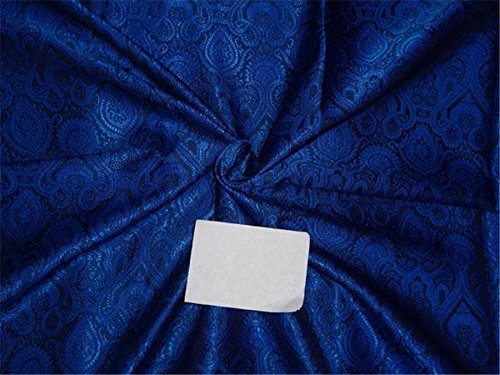 SILK BROCADE FABRIC ROYAL BLUE X BLACK COLOR 44