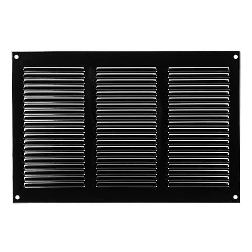 Armar Trading Ltd Black Metal Air Vent Grille 300Mm X 200Mm Fly Screen Flat Louvre Duct Cover