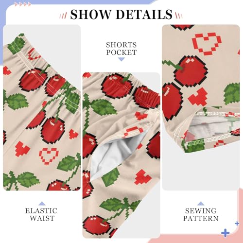 Cherry Love Funny Pattern Cute Pajama Pants, Soft Sleepwear Lounge Pants Pajama Pj Bottoms for 6-14 Years4