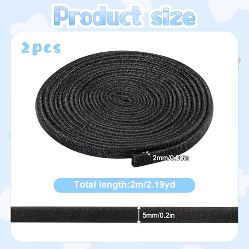 2PCS Black Corset Strings Women's Tie Back Adjustable Satin Gown Lace Up Corset Dress Straps Sash Cord Replacement Zipper or Buttons for Wedding Bridal, 78.7 Inches2