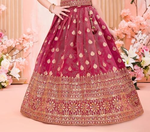Image of White Button Girls Girls Faux Silk Readymade Lehenga Choli