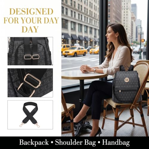 Image of MKP Women Fashion Backpack Purse Multi Pockets Signature Anti-Theft Rucksack Travel Ladies Shoulder Bag Handbag 2Pcs