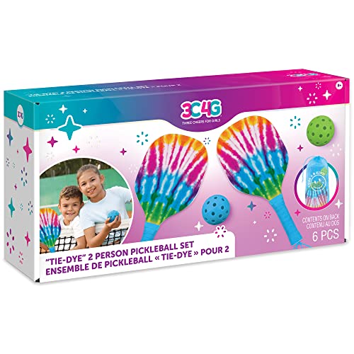 Make It Real 3C4G: Tie Dye 2 Person Pickleball Set - Play Pickleball Anywhere Your Heart Desires, Drawstring Dag Included, Three Cheers for Girls, Tween & Girls, Kids Ages 8+