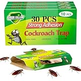 30 Pcs Cockroach Trap Indoor, Sticky Roach Trap with Extra-Strong Adhesive, Cockroach Glue Traps Killer and Detector for Pest Control Non-Toxic for Kitchen Home