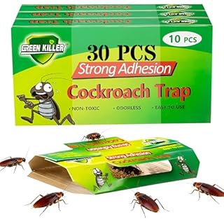 30 Pcs Cockroach Trap Indoor, Sticky Roach Trap with Extra-Strong Adhesive, Cockroach Glue Traps Killer and Detector for Pest Control Non-Toxic for Kitchen Home