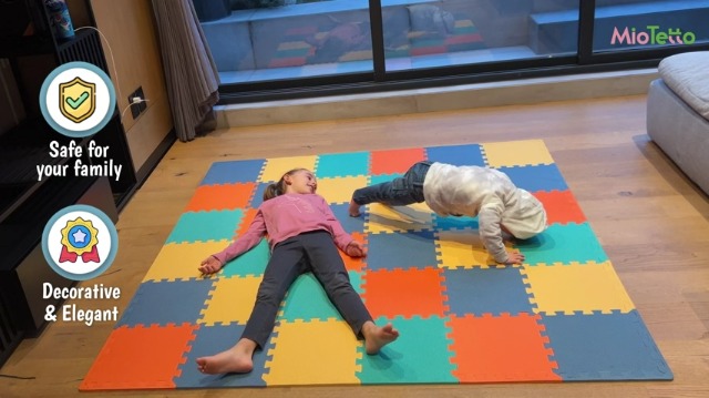 Alfombra De Juego Puzzle MioTetto De 16 O 36 Piezas | Tapete De Suelo De Goma EVA No Tóxico De 1.2 Cm | Antideslizante Y Plegable | Estimulación Sensorial Para Bebés