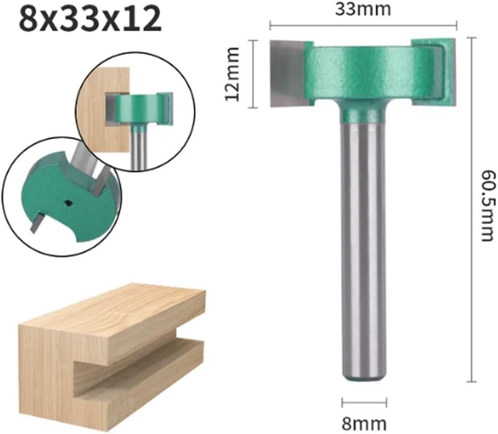 1pc T Type Slotting Cutter Bit |Tungsten Carbide Router Bit for Woodworking | Precision Milling Cutter for Face Mill use(8x33x12)