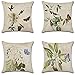 JOTOM Fundas de cojín impermeables decorativas, sólidas, resistente al agua, cojín decorativo, cojín para sofá, balcón, terraza, patio, jardín, exterior (mariposa ramas de pájaro)