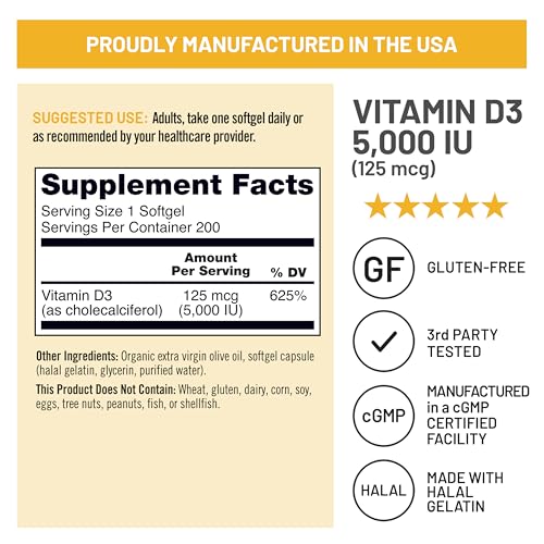 NatureWise Vitamin D3 5000IU Supplement, Immune Support, 200 Mini Softgels - image 5