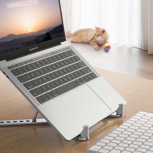 Soporte para ordenador portátil elevador de escritorio de aluminio plateado ajustable 6