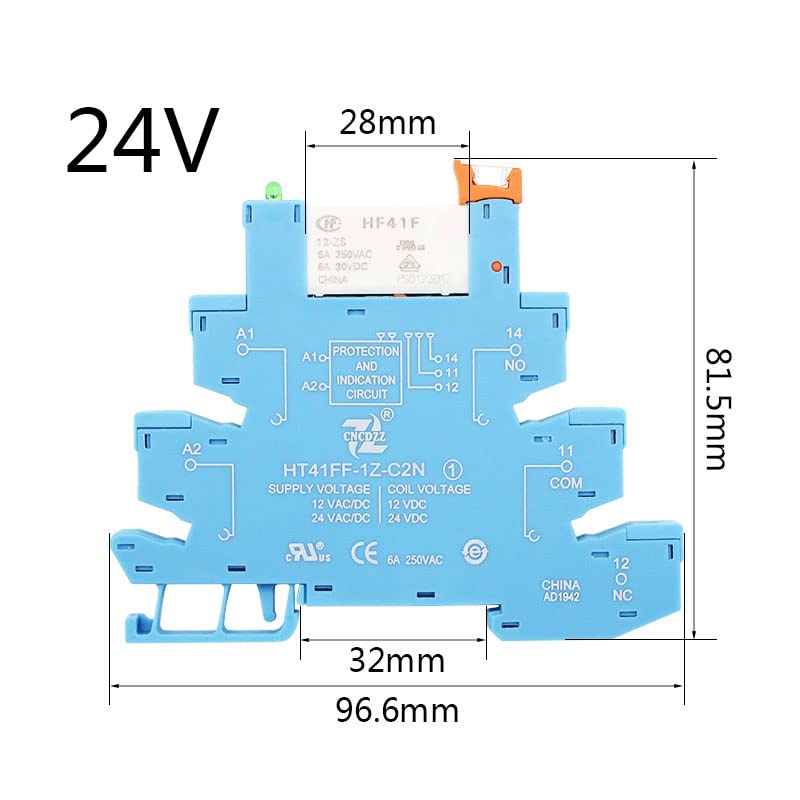 Relais de puissance HF41F 24V bleu anti-interférence pour circuit PCB et rail DIN - 2