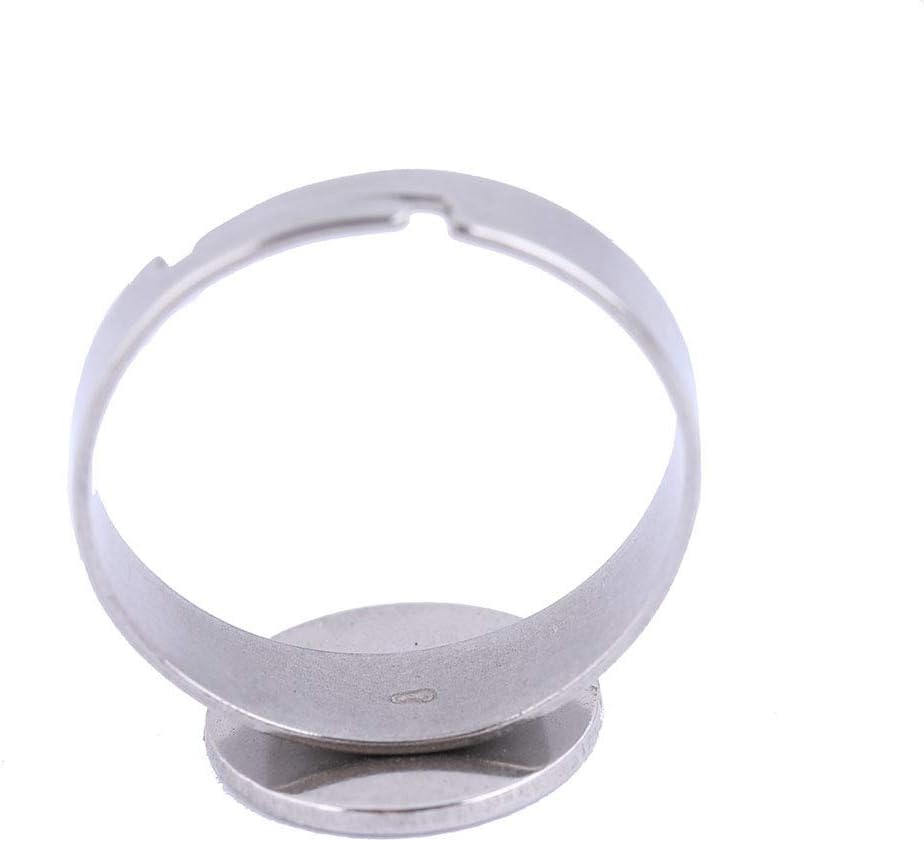 Reidgaller 20pcs Stainless Steel Flat Adjustable Ring Bezel Blanks DIY Rings Base Making Jewelry