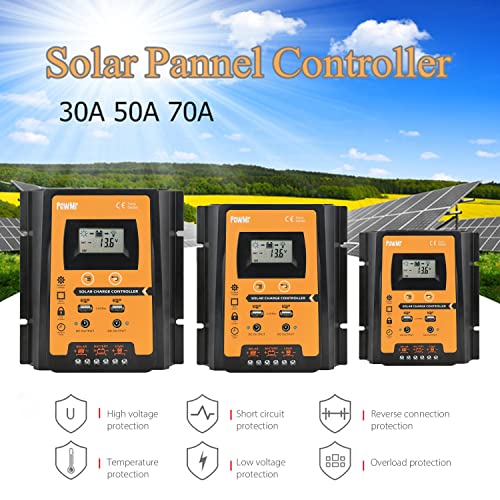 yeacher 30A PWM Solar Charge Controller para 12V/24V Sistema de Painel Solar IP32 PV Controlador de
