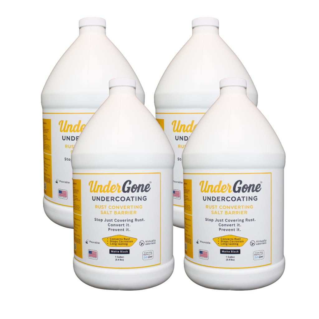 Under Gone™ Rust Converting Undercoating, Calcium Sulfonate Formula, Salt &amp; Brine Barrier Protection For Vehicles, Trucks, SUVs, Trailers, Color: Matte Black (4 Gallon Case)