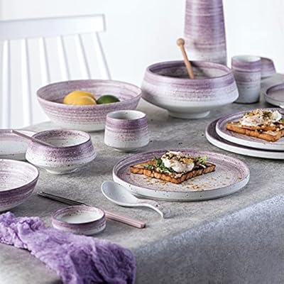 icVantA 30 Pieces Premium Porcelain Dinnerware Sets, Round Ceramics Plates and Bowls Sets, Stoneware Dinnerware Set, Dishes Dinner Set, Home Kitchen Tableware, Service for 6, Dishwasher Safe