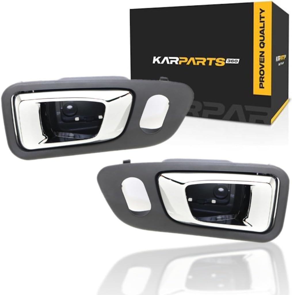 For Honda Pilot 2003-2008 Door Handle Driver and Passenger Side | Pair | Front | Interior | Dark Gray Bezel With Chrome Lever | With Door Lock Hole | All Submodels | Plastic | 72165S9VA01ZE, 72125S9VA