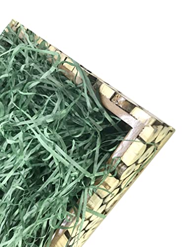 Image of Eco Sarras thin shredded paper crinkle paper grass strips gift tray decoration, gift hamper decorations, gift box fillers, wedding birthday & valentines day gift (1000 Grams / 1 KG, Forest Green)