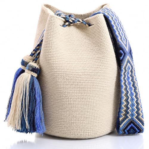 Image of WYOU Designer Wayuu Hand-Crochet Woven Summer Beach Bag for Everyday, Travel-Large Beachy Purse, Colorful Purses for Women