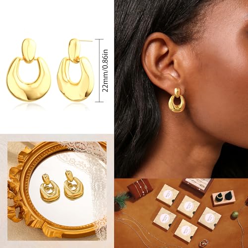4 Pairs Gold Hoop Earrings Set for Women - 14k Plated Huggie Dangle Stack - Trendy Multiple Piercing Hypoallergenic Stud CZ Ear Cuff - Non Tarnish Jewelry4