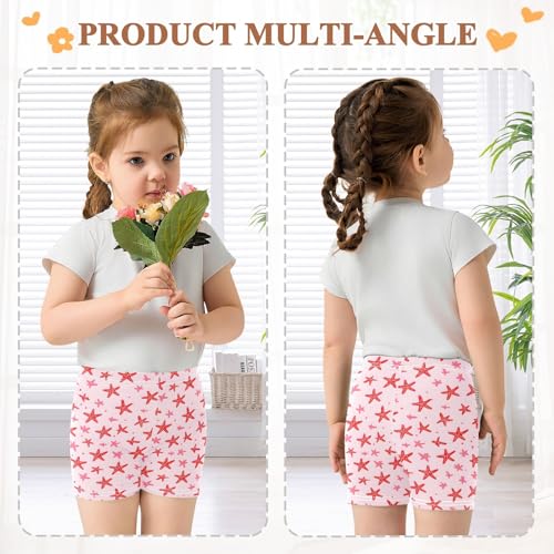 Starfish Red Pattern Girls Shorts Elastic Waist Sports Shorts Girls Leggings Pants for 4-10 Years4