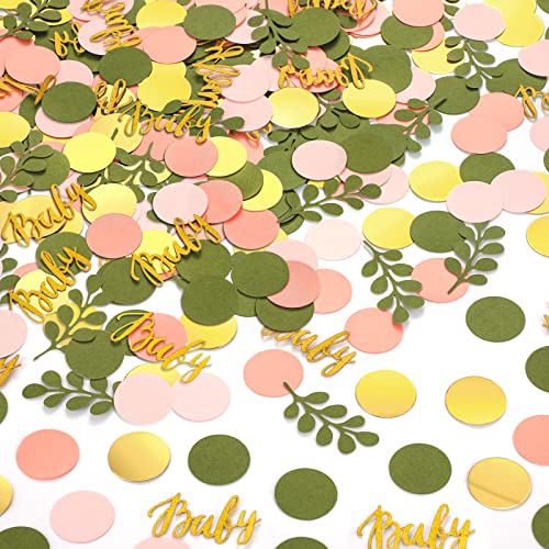 Minatee 400 Pcs Baby Shower Confetti Decorations Table Confetti Dots Gender Reveal Wedding Decor(Bright Color,Greenery Style)
