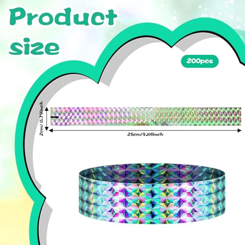 LIQWEI 200 Stück Holographische Armbänder, Holographische Eintrittsbänder Wasserdichte Eintrittsbänder Einlassbänder 19 x 250mm Für Wasserparks Konzerte Festivals Partys