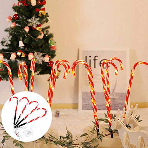 Mobestech 4 Pcs Natal Candy Cane Pathway Lights Operado por Bateria Candy Cane Jardim Luzes Ao Ar Li