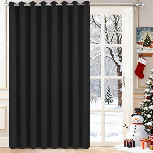 Image of Yakamok Wide Blackout Patio Door Curtain Panel, Sliding Door Insulated Curtains,Room Divider Curtain, Vertical Blinds for Patio Door with Grommet Top(Black, 100 by 84 Inches,1 Panel)