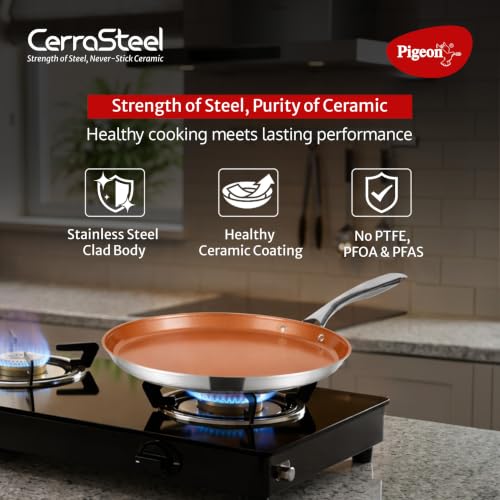 Image of Pigeon Cerrasteel 31cm Ceramic Tawa | Non-Stick| Ceramic Coated| Copper